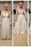 I absolutely adore this dress. I had another wedding Dress and I really didn't wanna spend a lot of money, so I was happy with the first one because it had lace and it was off the shoulders, but I kept looking at this one, and I finally decided to just buy it since it was only 500. The first one was $90.  It is so very flattering. The bing makes me look way nicer lol. I'm so excited to wear it especially since I told everybody the first one was my dress and I think I look way better in the second one. - Chelsea A.