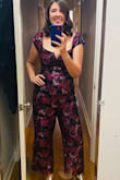 I almost always need to wear a bra but didn't with this romper. I usually wear a medium or large, but a large fit perfectly. So comfortable for a night out! - Kathleen S.