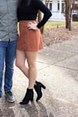 Love this skirt so much! Super cozy and fits perfectly! I ordered a size M and am 150 lbs! I didn't ride up while walking and looked great with any body suit! - Kathleen B.