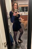 This dress is buttery soft and fits perfectly true to size. I wore this for a holiday party with black tights - keep in mind the skirt/shorts are a little short on long legs, I'm 5'7" and wore small heels, and felt like it was perfect for a sexy but not toooo short look. The zipper is just a little bit difficult to manage solo when making a bathroom run but doable. - Cathryn H.