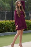I wore this lovely dress while traveling and to my songwriting session - I felt like a doll while wearing it. The fluffy sleeves gives the feeling of another time and place in history, and the color feels royal. I definitely feel like a character while wearing this dress! - Michelle L.