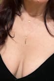 I loved this stacked necklace. It did plunge super low in between my boobs so shortened the longest chain to a more suitable length. Honestly, I only ordered this to get the free shipping and so glad I did. - Betsy F.