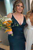 I love this dress! I felt so comfortable all day without a bra, just using fashion tape. I got compliments from so many people, including the seamstress I had hem it for me. Sexy but not trashy. Nice quality. I wore it with combat boots and even a motorcycle jacket at one point. - April T.