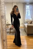 I wore this dress to a black tie wedding and got SO many compliments. The dress fit like a glove and people thought I spent hundreds of dollars on it. The material is stretchy and not see-through at all. The length ended up being perfect for me in a small heel. This dress is absolutely the most beautiful dress I have ever worn! - Makala G.