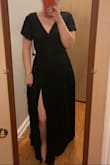 I ended up returning this dress because 1) I didn't feel it was formal enough for the event I was going to since the material was very lightweight (almost like a sundress material). 2) It was SO hard for me to figure out how to wrap it. It was probably easy enough, but I couldn't figure it out and didn't want to deal with that. Also, a little long. Overall, cute dress, just didn't work for me. - Natalie S.