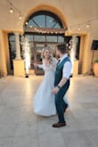 Had to purchase a dress last minute to dance in during our wedding reception and this dress did not disappoint. I was worried the back looked too old-fashioned but it worked out lovely. Very nice dress and not too heavy. Overall flows beautifully. - Stephanie G.