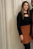 Love this skirt; it was true to size! I got a size large, and it fit great. I wore this for Thanksgiving, and it was a perfect fall color as well. Love the buttons too! - Denisse R.