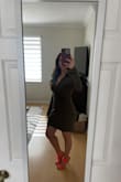 Love this dress! Hugs your curves and it's soft and comfortable. I've worn this to work with pumps and with boots. Have worn to Friday night dinner with cute heels. Looks darker in my pic but the dress is exactly as pictured. - Maggy S.