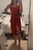 I absolutely loveeee this dress! It feels like a glove and is so comfortable. One thing though is one of the straps is stitched twisted around so it doesn't lay flat & the metal adjustment part is upside down. Thankfully have a family member who can easily fix it. - Abigail P.
