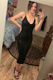 I wore this to a holiday party and got compliments all night. The fit is great and I really love the sequins. So happy I purchased this dress. - Alexis G.