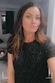 I bought this dress for a Christmas event. I saw it and immediately knew it was "the dress". I am 43 years old and thought it may be too "young" for me. When I tell you it brought the "young" in me out, it surely did just that. What a fun and comfortable dress. I could have went a size down, but the fit was still flattering. Literally, any shoe goes with it. What a FUN dress! Unfortunately, I didn't get a full body shot. - Angel F.