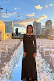I wore it for a black tie wedding and was perfect. Classy and conservative in the front, alluring in the back. I am a curvy woman and it highlighted my backside. It is a little long and I consider myself an average height person, so if you are shorter you will need to get it altered. - Iris A.