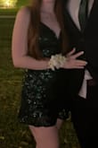 Super cute dress; only issue was the length because it would go up when dancing. The green color is dark but lighter than the image, as the picture was taken at night. Overall, really good bang for your buck! - Betsy S.