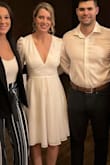 I bought this for my wedding rehearsal dinner and loved it! However, I did go get it tailored to be knee-length instead of floor-length. Nothing wrong with floor length, but I wanted something shorter for my wedding events. Overall, the fit is true to size and I thought it was so cute! - Noelle H.