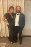 This dress is absolutely stunning for a fall gala or formal event. The material has a lot of stretch. The tulle flutter provides the perfect amount of arm coverage if you want to conceal that area. - Amanda M.