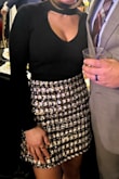 I absolutely love this skirt! I got a bunch of compliments, and the texture is just super cute in person. I wore it with a slim black turtleneck cut-out sweater, but it would look great with dark green or red. Booties or knee high boots, you can't go wrong. I usually wear XS and 0 sizes. - Tiffany W.