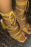 I like these shoes. I'm usually between 8.5 and 9, bought 8.5 and they fit perfectly. The heel height isn't too low or too high and I'm glad I got somewhat of a chunky heel. - Tashana C.