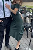 The fit was perfect, would still need nipple covers just because I could still see mine pointing through. The dress was perfect length for me as well and fit like a glove. I'm 127 pounds and usually an XS but reading the reviews I thought I should get a size small. I'm glad I didn't! It does run true to size and I steamed the dress before wearing it because during shipping it got a little wrinkly. I could bend, dance, sit, and do everything in it without being uncomfortable. I got so many compliments on this dress and the quality is great. - Catherine A.