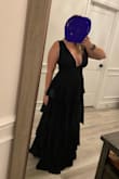 I absolutely loved this dress. It was flattering and flowy, it fit perfectly. The only complaint is for those of us who have a chest, this was VERY revealing without having time to get alterations, it just didn't work. If you don't move it's fine, but the second you slouch or move a little bit, you can see a lot of cleavage, so much so that I had to return. I just didn't feel comfortable. The straps slouch/ create a gap a little bit on the outside. If the straps were to meet in the front middle instead of having a gap it would've been much better. Again disappointed, but it just didn't work, even with clothing tape. - Olivia H.
