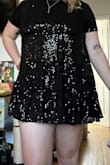 I am only 5 foot 6 and ordered a large and it barely covered my crotch. Super cute dress and the sequins are high quality but I just don't know who this was made for. Will sadly be returning. - Grace F.