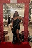 The dress sequins are on a velvet fabric. It is soft against the skin and is a great quality fabric. I had the dress hemmed since I'm short, but I received so many compliments. - Vanessa C.