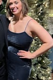 This dress was a major win! It fits true to size and was very comfortable. It could have even been a little snug but with the stretchy fabric, it fit my body like a glove. I have big boobs and broad shoulders and I felt very confident in this. - Lauren B.