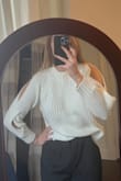 Love the open-shoulder design and the sweater is soft and cozy without being see thru. Even as a small, it's more of a roomier fit. The more cream than pure white, perfect with jeans. A new winter fav. - Julie O.