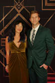 This dress is so fancy but also so comfortable! I had first ordered a small, but I wanted a more snatched look, and being on the shorter side, the size small was too long on me all over. The dress has some nice stretch to it, so I ended up being very happy in the XS. My husband wore a green suit and I loved the combo of these colors together. For this low cut dress, I definitely recommend a plunge-style bra and some fashion tape for extra confidence. - Tara C.