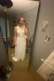 Truly love this dress. Bought for my wedding. I did end up returning the dress only for the fact I am so small-chested. The dress was beautiful, had great material, and was very well made. Horrible photos but an idea of length and my lack of chest problem(I don't even know what size bust as I only wear bralettes size medium)I was very bummed the dress wasn't going to work out for my body type but highly recommend this beautiful dress! Lulus was also very easy for returns I had the option for a refund or store credit. Very fast and reliable. - Makayla H.