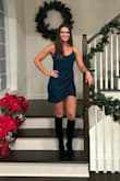 I got this for a holiday party and loved it. The straps are not adjustable. I had to shorten the straps for the top part to be a little higher to fit me better. I got a lot of compliments on the dress! A small might have fit better, but the medium worked great. - Alyssa H.
