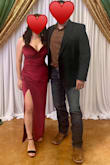 After reading the reviews, I opted to order a size small instead of the recommended size (medium) and I'm so glad I did! The dress fit perfectly!! It hugged my body in all the right places. I also loved the slit. It showed off the right amount of leg. This is a beautiful dress! You won't regret buying it!! - Leslie M.
