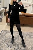 This dress is GREAT! Such an easy option to throw together an outfit for a holiday party or NYE event. Comfy and stretchy. I normally buy Small from Lulus but I thought Medium might work better for this one and I think I made the right call! Still form fitting but not crazy tight. It's a short dress but wearing it with tights makes it fine. - Allison M.