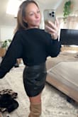 I was a little nervous when other reviews talked about how small it ran- I didn't want it to fit so tight it looked obviously uncomfortable. The XS FITS ME PERFECT!  I normally wear extra small, but I am happy I didn't size up. - Elizabeth P.