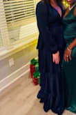 I am so obsessed with this dress!!!!! I wore to a dressy Christmas party and it was perfect. Great material and color. It fit perfectly on me and I can't wait to wear it again. It was long enough for me to wear heels and not see my shoes. 10/10 recommend! - Mary W.
