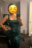 Wore for a holiday party. The sparkles really show up in pictures and in person, and the color and pattern made me feel like a Christmas ornament. I'm typically between sizes, and as only a large was available, I decided to go up in size. It fit comfortably loose, everything stayed in place and the sequins only scratched a little bit. - Alexa O.
