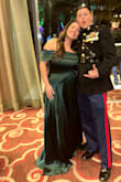 Beautiful dress, elegant, lots of compliments. The material is nice. I also love the extra layer of material underneath the bottom part to give it some volume. I'm usually a 8/10 and I ordered a large, fit perfectly. I also have a bit of a tummy and it really didn't hug that or show it off which I liked a lot. - Elisa H.