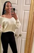 I purchased this sweater at random and ended up wearing it on Christmas. It was a nice color that went on theme for the holidays. It ran a little extra loose so it fell off my shoulders often but I didn't mind because it looked better that way. - Amelia N.