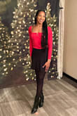 I love this shirt and the color so much! I wore it to take Christmas photos with my family. It's a perfect fit! I have a video on it on my TT at Amelia.loves.it. I also like that it fits the length of my arms because I'm tall. - Amelia N.