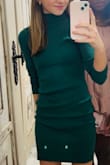 True to size fit. Loved the green color . Not too warm for a sweater dress . - Carolyn D.