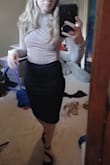This skirt looks very flattering but the material is bad quality as it ripped at the zipper when I was trying it on. I didn't even get to wear to my event. I returned it but if it was better quality and didn't rip I would have kept it. - Ashley C.