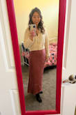 I was looking for a fun red skirt for Christmas and really like the texture in this one! It's soft and silky, too. I highly recommend this skirt. - Jane R.