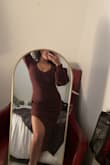I'm 5'2, 130lbs with a bust of 34DDD this dress is great. It's not too long and a small worked great. It's definitely form-fitting. To have more stretch and room I would've ordered a medium. But it's full coverage even in the bust area the material is thick and well-made! - Marie H.