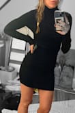 Love this dress and agree with other reviews to size up for a more comfortable fit. I am usually s/xs but ordered a m and love the fit. Cute to dress up or down with tights and heels or doc m type boot. Big fan! - Rhiannon V.