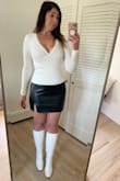 Bought this for date night and love it! Just a little snug over my curves but the L was too big everywhere. I can walk/sit comfortably. Not too short for nights out thank goodness! Paired it with a couple of other Lulus items. - Thea C.