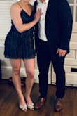 Loved wearing this dress to an NYE party. It fits in all the right places, just a little on the short side! I had to wear my 2" workout shorts to feel comfortable with how short it was. Also, it felt surprisingly comfortable and not too low in the front. It really hugs your girls in all the right places. - Cherith F.