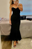 This dress was a perfect blend of some sexy and classy! For reference, I'm 5'0 and 99 pounds, 32C, and was worried the dress would be too long or loose around the waist but this dress surprisingly fit perfectly around my waist and chest! My favorite area is the corset bodice. Very flattering! It was a bit long but didn't have time to get it hemmed. It worked out fine with 4-inch heels! This will be a keeper for future evening events! - Mae G.