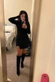 Bought this in a size small and it fits great! I love the detailing of the little slit in the leg. I will warn that it's a body con type dress that will show all the curves, including the tummy. But overall, it's giving quiet sexy and I'm here for it. Can't wait to wear it for a date night. - Theresa M.