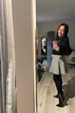 The fabric is soft. I'm comfortable wearing it. True to size. - Maria F.