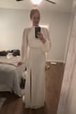 Such a lovely dress with a classic and flattering style, but the fabric is unfortunately too thin and sheer for me. I'm an athletic build, pretty lean but muscular (6-8 in most dresses). This fabric is not forgiving and the lining isn't substantial enough to hide imperfections. I wanted to love it, but it wasn't for me. Photos are screenshots from a video showing different lighting and angles. - Julia