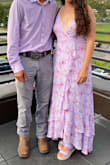 Wore this to my sister's summer wedding. Really pretty. Flowy and lightweight! The tie-back helps adjust the size. The only downside was the top seam near the bust wouldn't lay flat, it would fold over. Maybe my boobs aren't big enough? Or maybe it's the fabric? Going to take it to a seamstress to see if it can get fixed. Quality is great for the money, but not the best overall. Really pretty though and got tons of compliments!! - Courtney V.